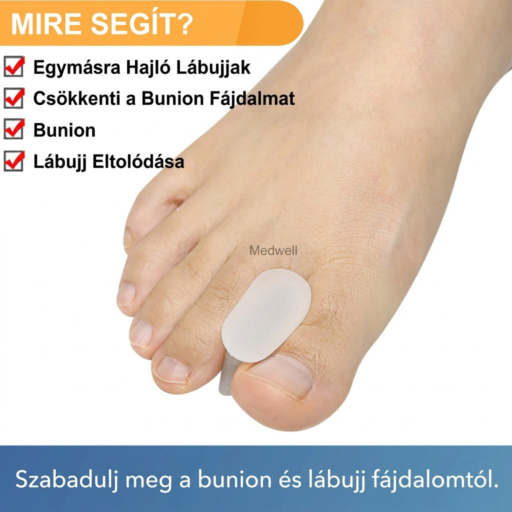 Lábujjelválasztó és -védő egymásra boruló lábujjakhoz