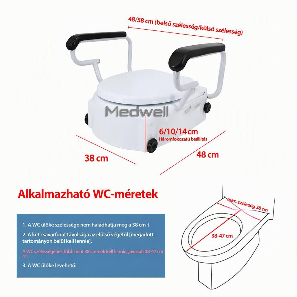 WC-magasító kapaszkodókkal