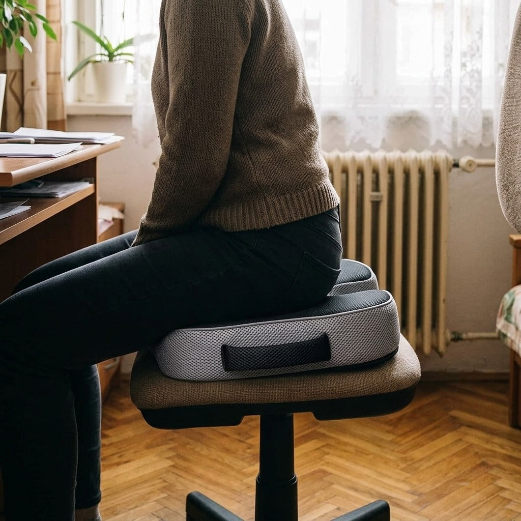 U alakú, légáteresztő ülőpárna mosható huzattal - használat közben