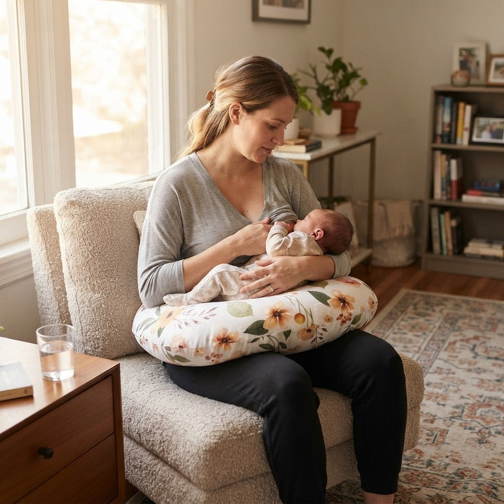 U-Shaped Nursing Pillow with Removable Washable Cover - at home