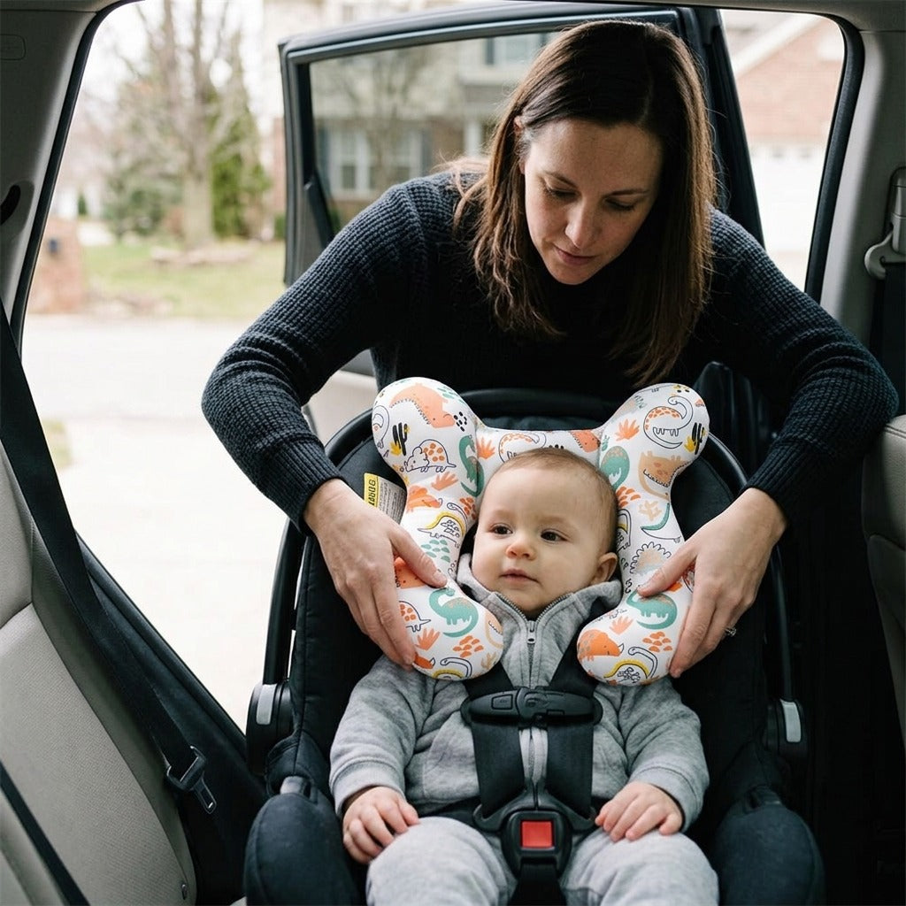 U-Shaped Stroller and Car Seat Support Cushion - in use
