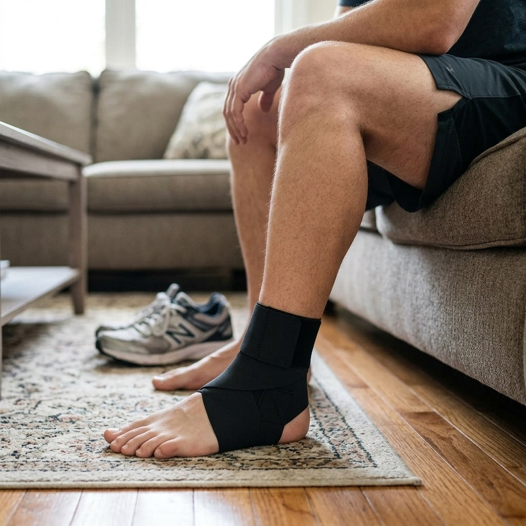 Ultra-Thin Elastic Nylon Ankle Support Sleeve - in use