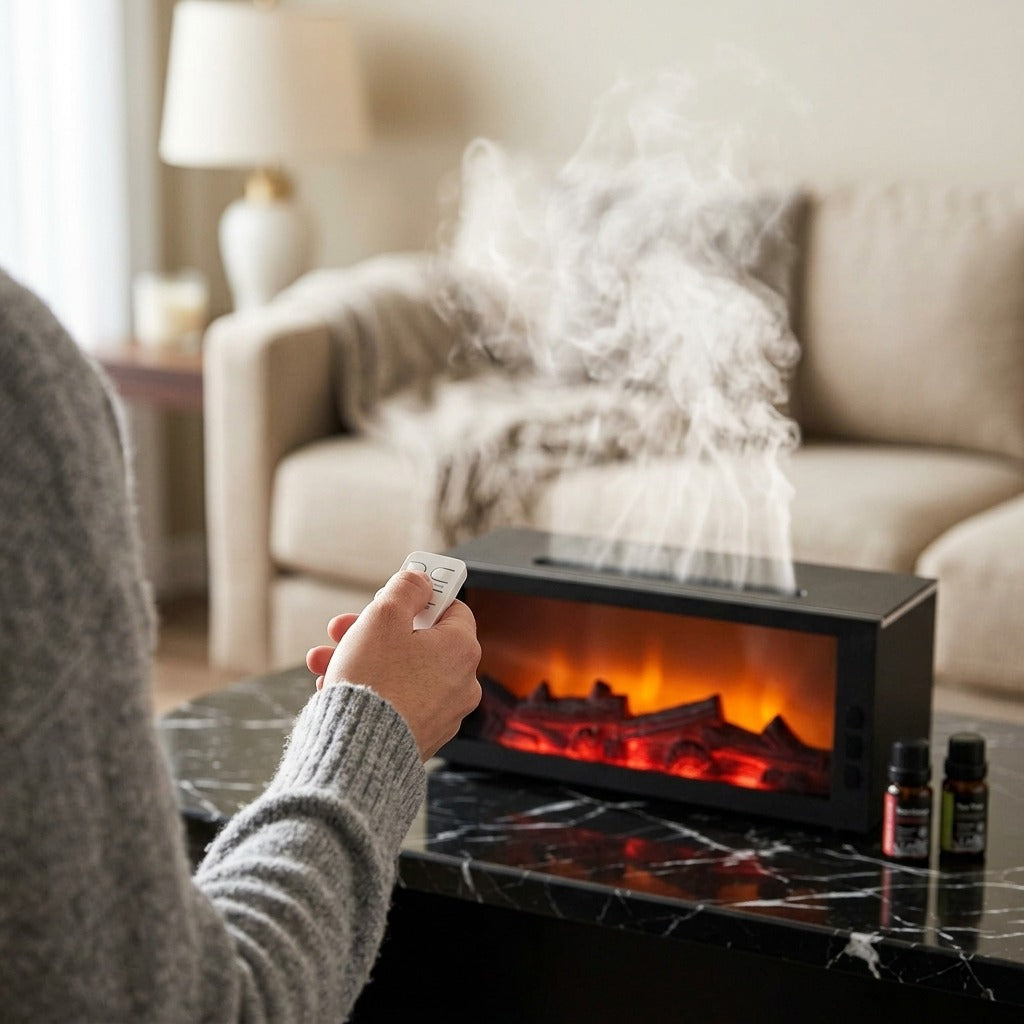 Ultrasonic Cool Mist Humidifier with LED Night Light - in use