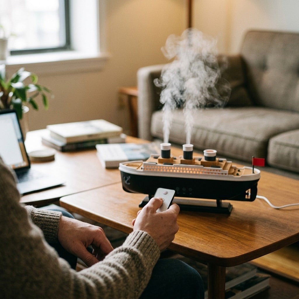 Ultrasonic Humidifier with Remote Control - in use