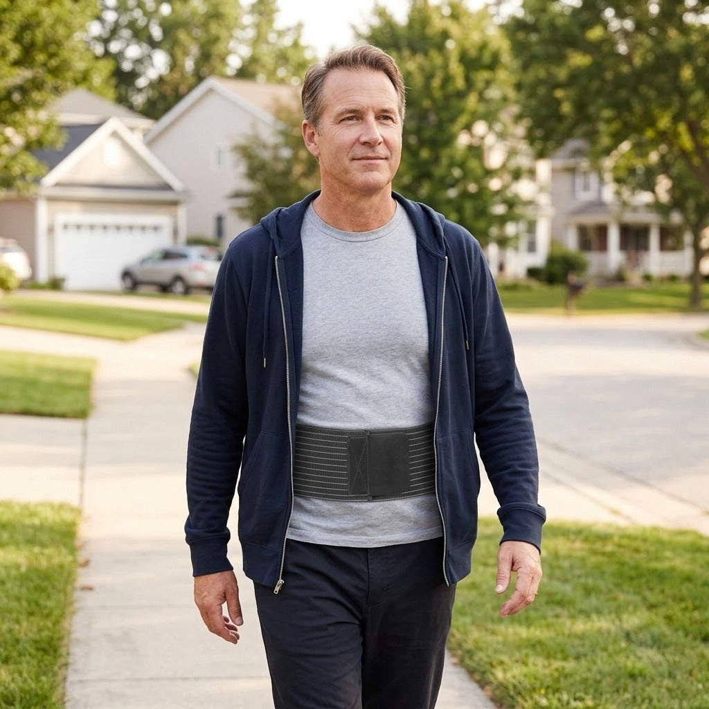 Umbilical Hernia Belt with Abdominal Compression Pad - in everyday life