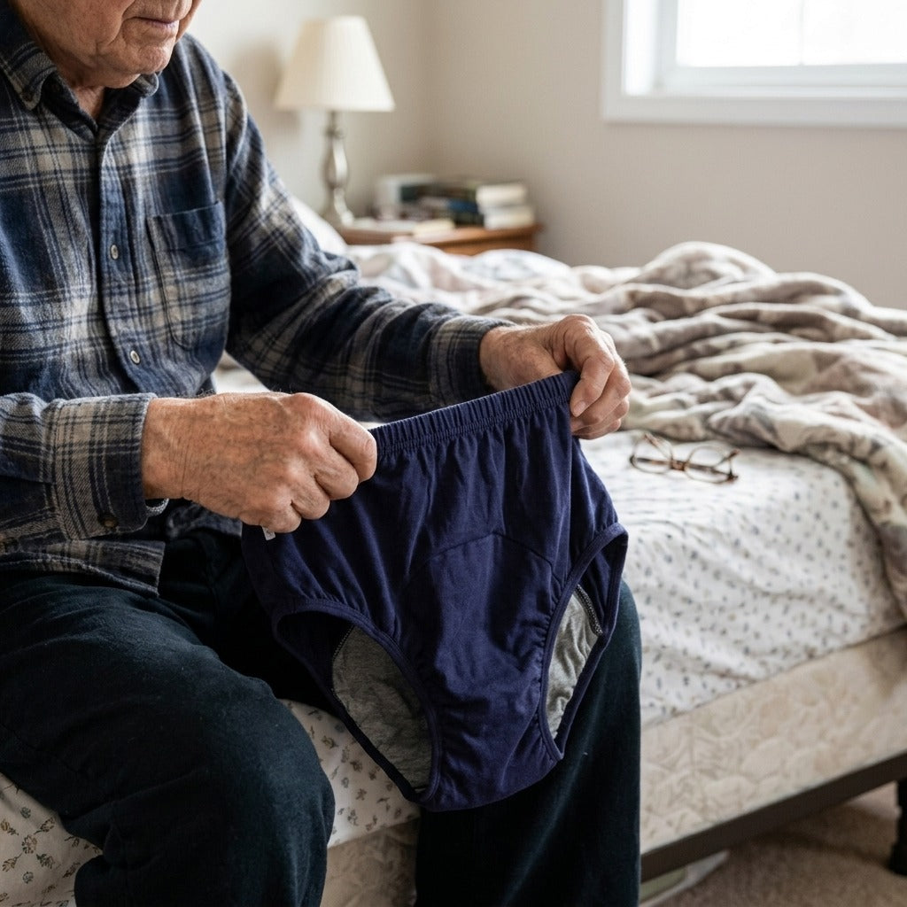 Unisex Adult Incontinence Diaper Pants - in use