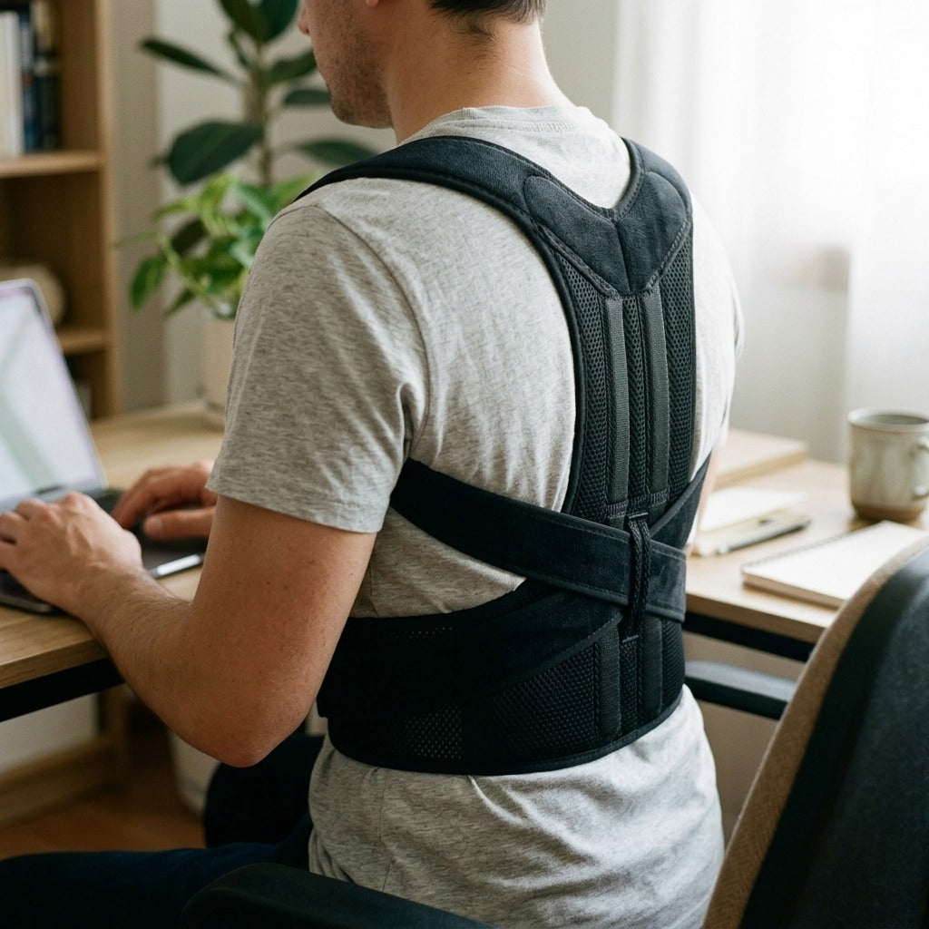 Unisex Back and Sitting Posture Support Belt - in use