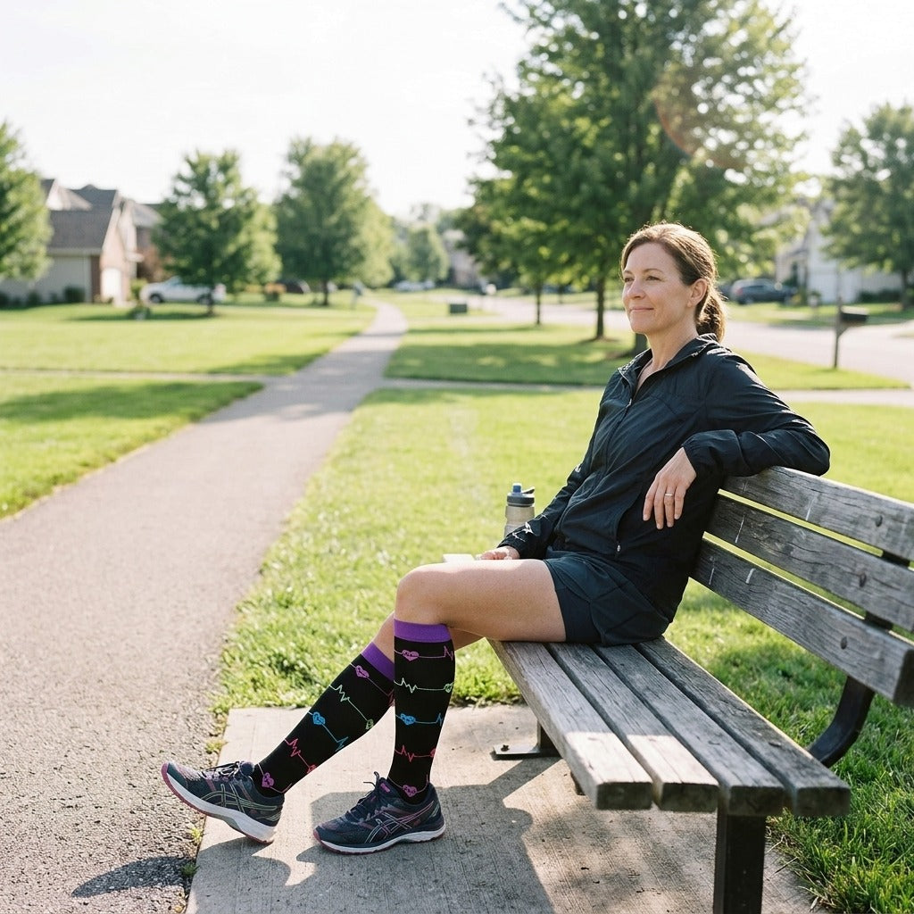 Unisex Knee-High Compression Socks 20–30 mmHg - in everyday life