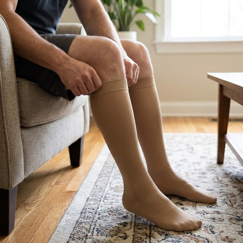 Unisex Knee-High Compression Stockings - in use