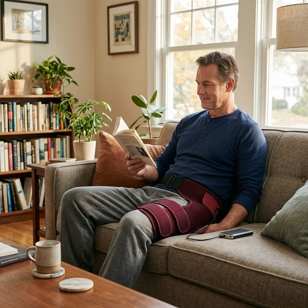 USB Heated Hip Support Brace with 3 Heat Levels - at home