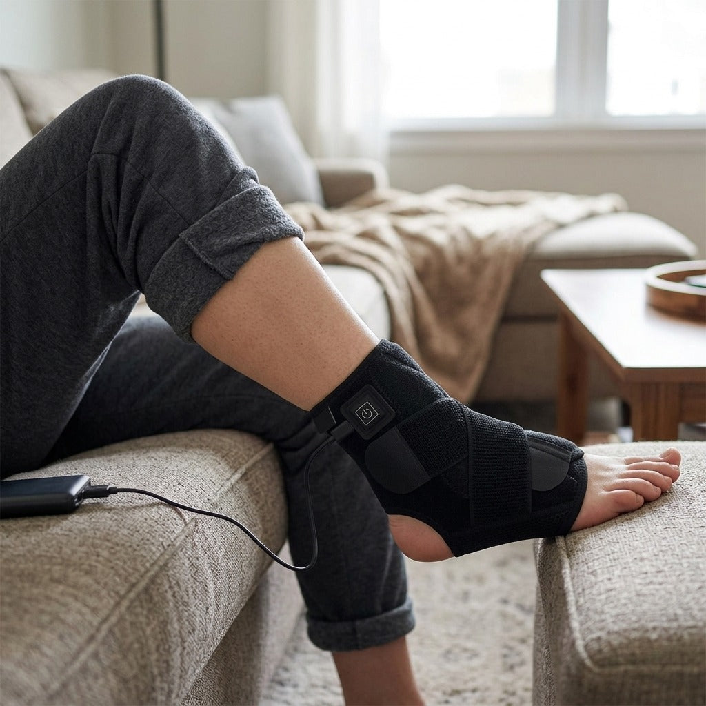 USB Heating Ankle Support Brace - in use