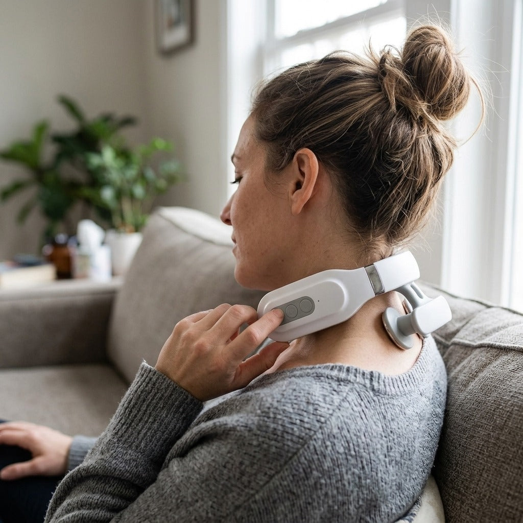 USB Neck Massager with Pulse and Heat - in use