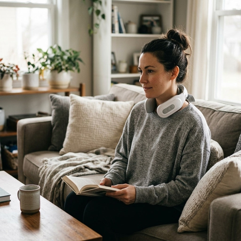 USB Neck Massager with Pulse and Heat - at home