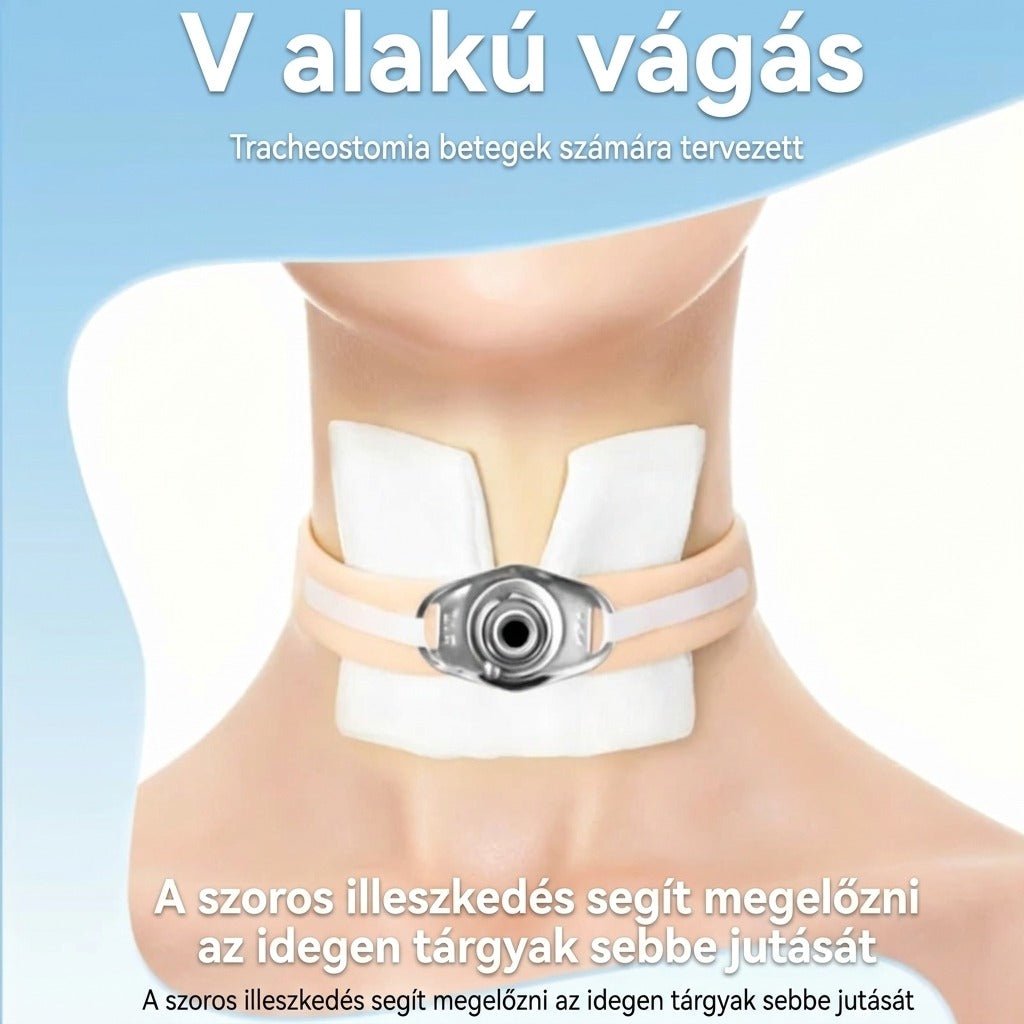 V alakban elővágott tracheostomiás kötszer, steril gézlap
