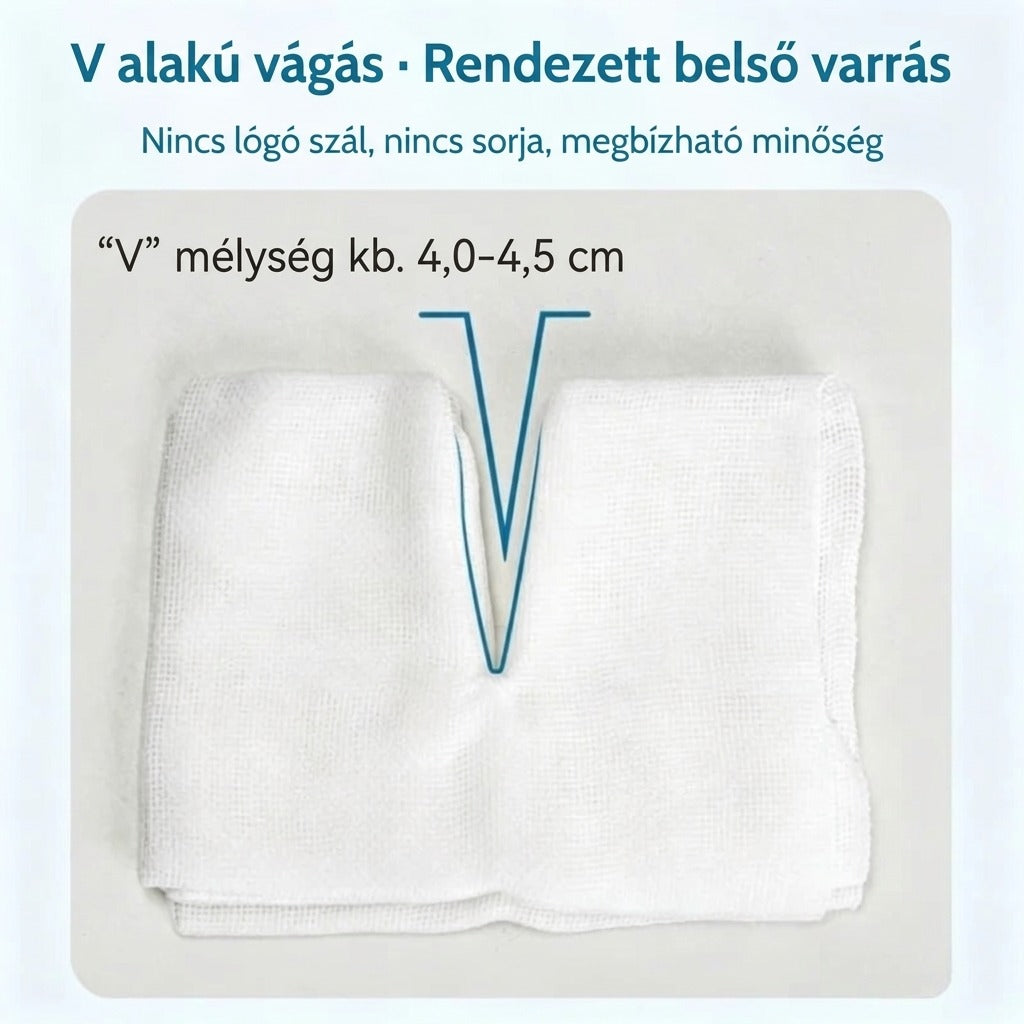 V alakú vágású szilikon sebkötés rendezett varrással
