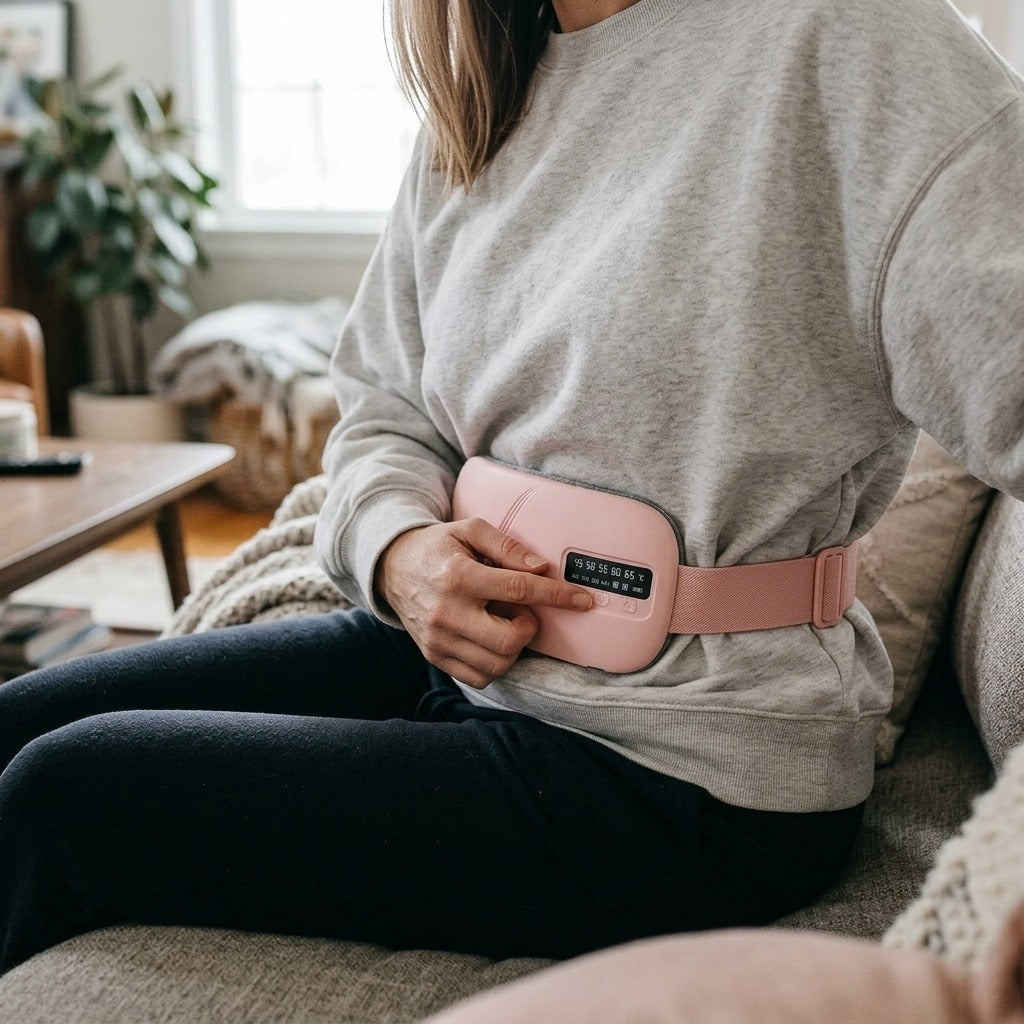 Waist Heating Belt with Vibration Massage - in use
