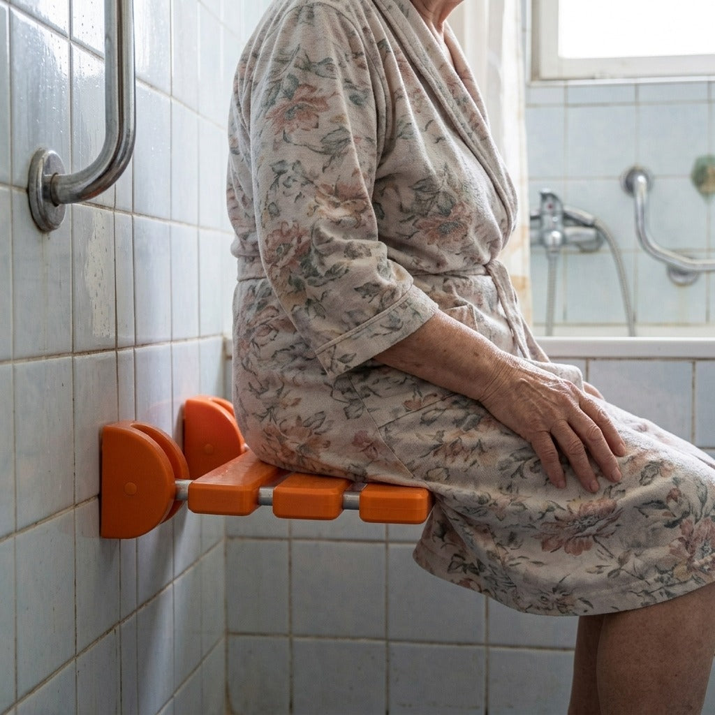 Falra szerelhető, lehajtható zuhanyülőke - használat közben