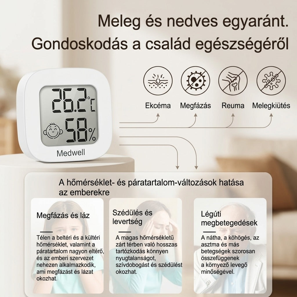 Falra szerelhető beltéri digitális hőmérő