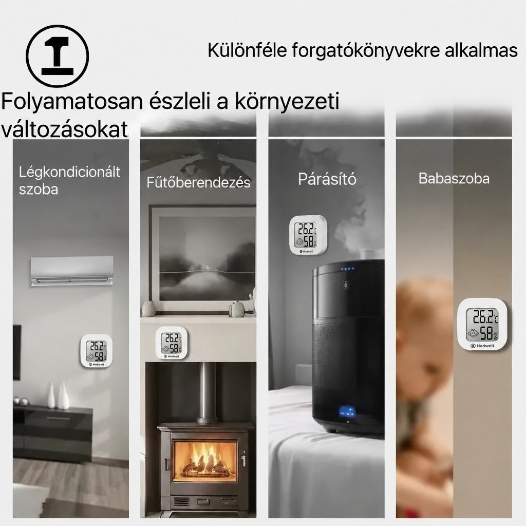 Falra szerelhető beltéri digitális hőmérő