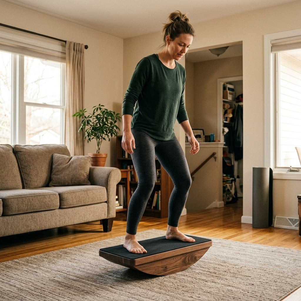 Walnut Anti-Slip Balance Board - at home
