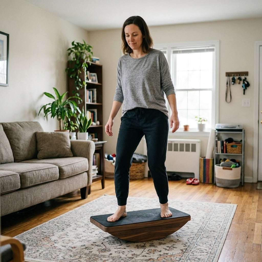 Walnut Anti-Slip Balance Board - in everyday life