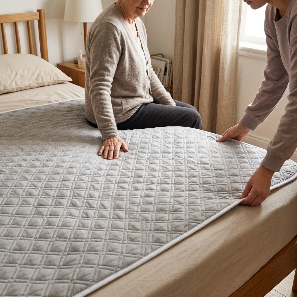 Washable Cotton Incontinence Bed Pads - in use