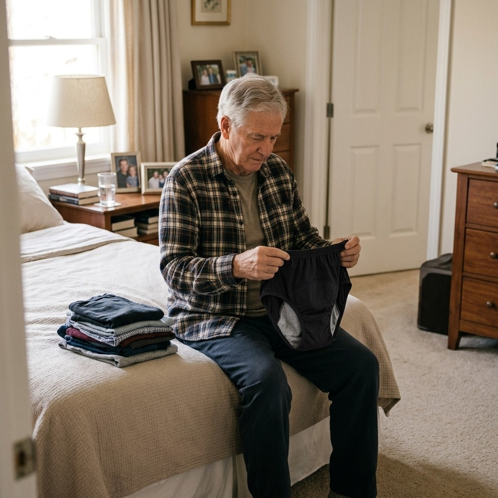 Washable Reusable Incontinence Pants for Men - at home