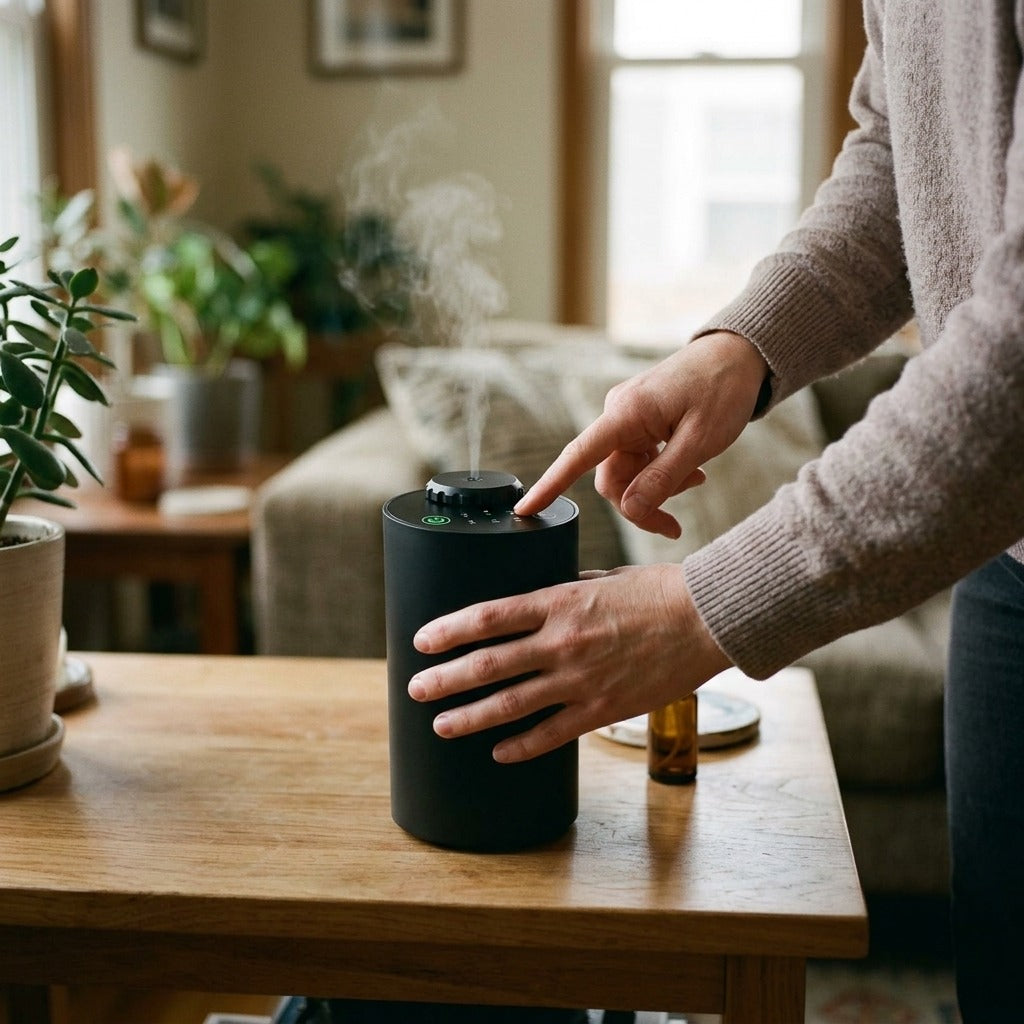 Waterless Essential Oil Diffuser for Home or Car - in use