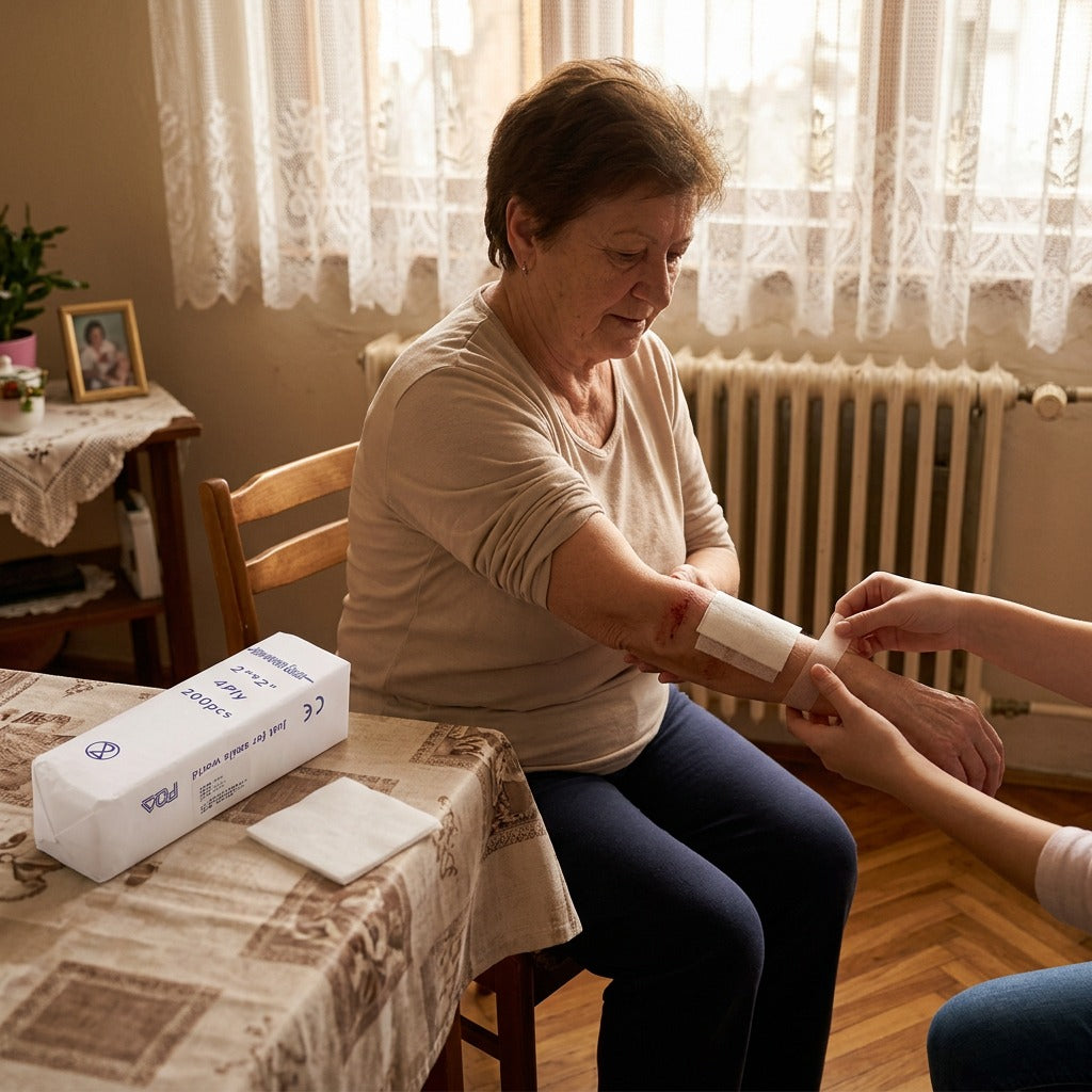 Vízálló pamut gézlap elsősegélyhez - otthon