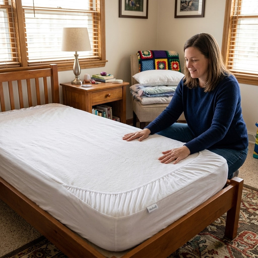Waterproof Cotton Terry Mattress Protector, 80 x 160 cm - in everyday life
