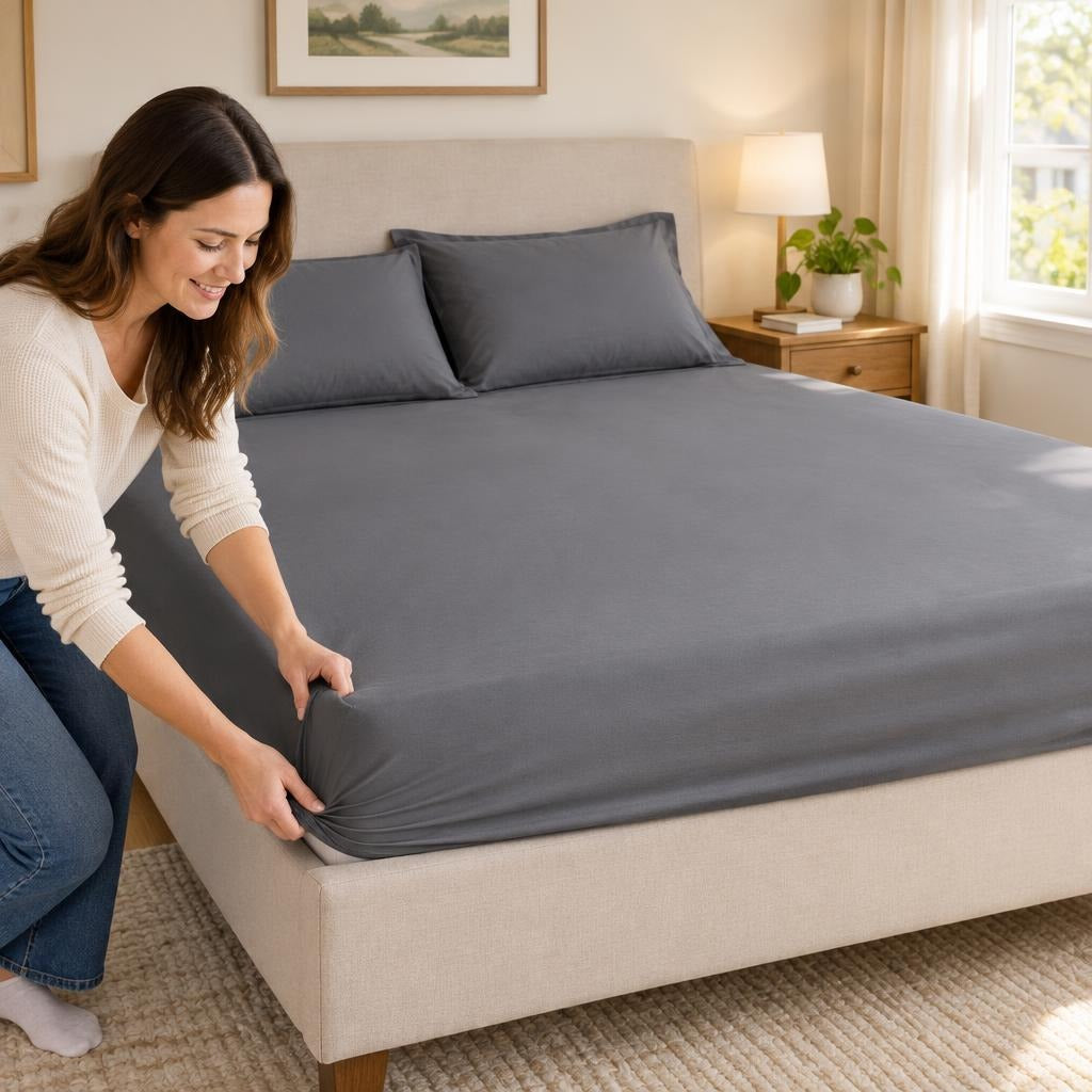 Waterproof Fitted Bed Sheet Mattress Protector - at home