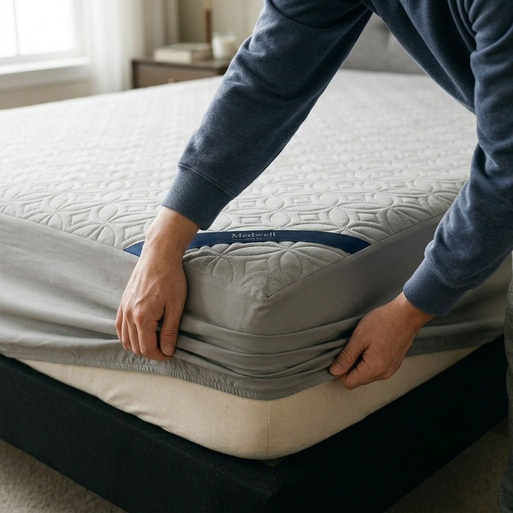 Waterproof Quilted Mattress Protector, 30 cm Deep Pocket - in use