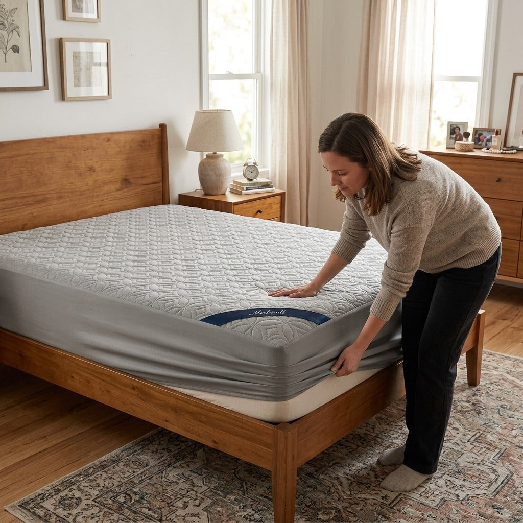 Waterproof Quilted Mattress Protector, 30 cm Deep Pocket - at home