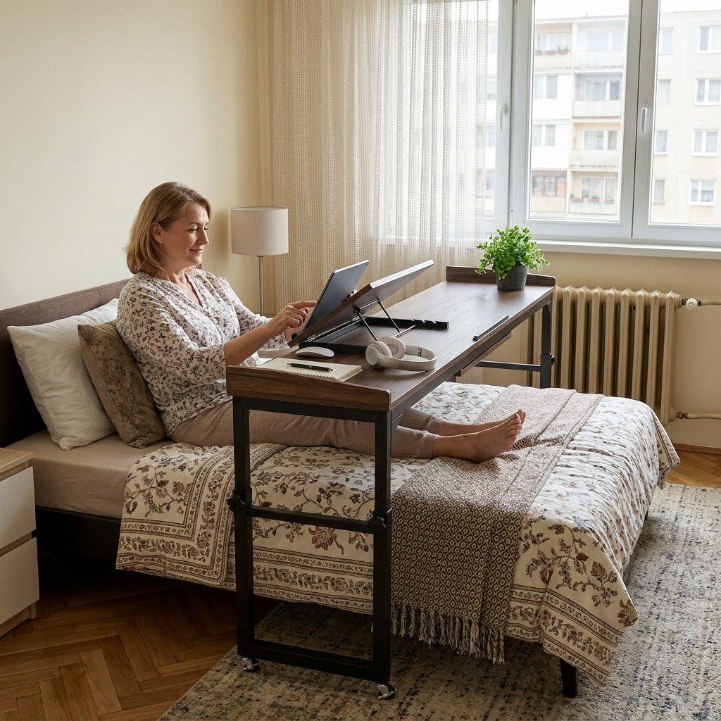 Gurulós ágyasztal állítható dőlésszögű lappal - a mindennapokban