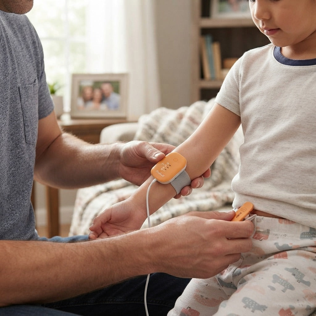 Wireless Bedwetting Reminder Sensor for Children - in use