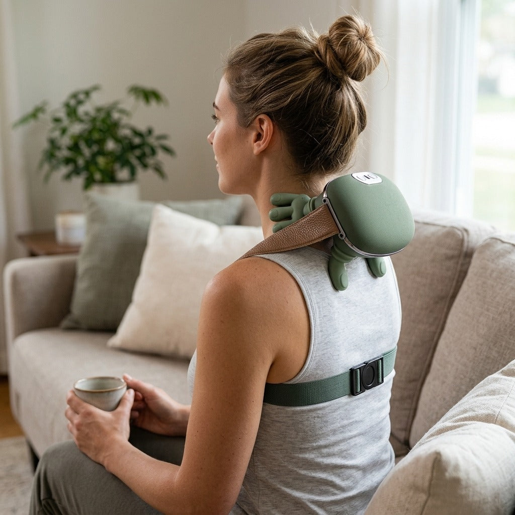 Wireless Neck and Shoulder Massager - in use