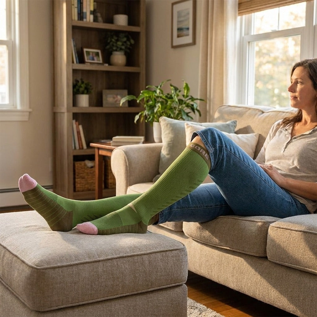 Women's Calf Compression Socks with Terry Sole - at home