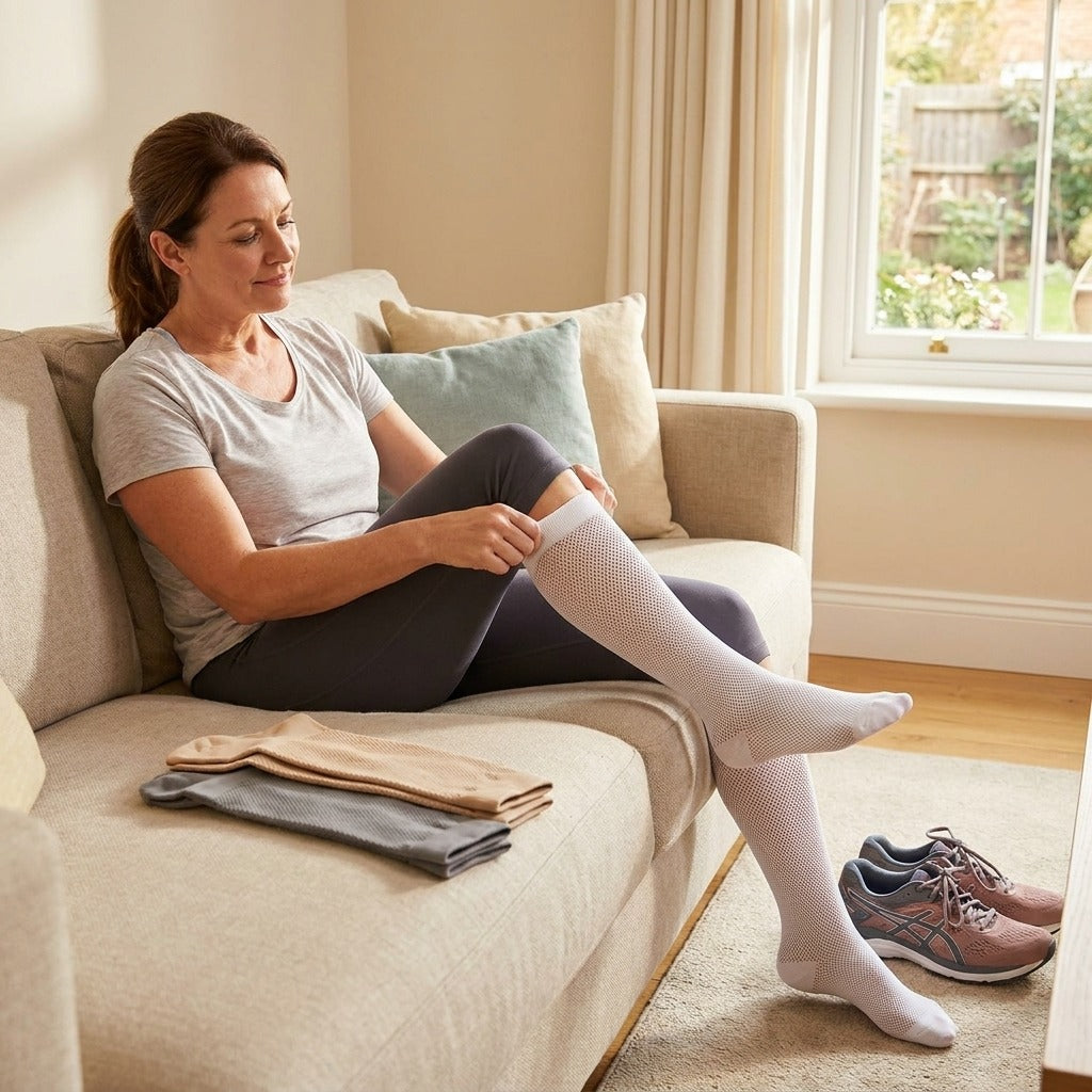 Women's Thin Mesh Knee-High Compression Socks, 2 Pairs - in everyday life