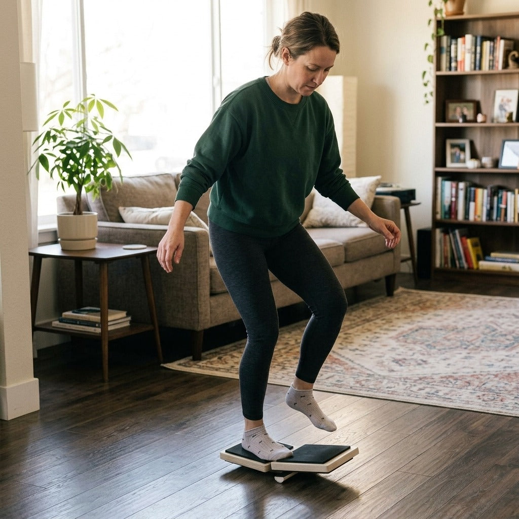 Wooden Single-Foot Ankle Balance Board - at home