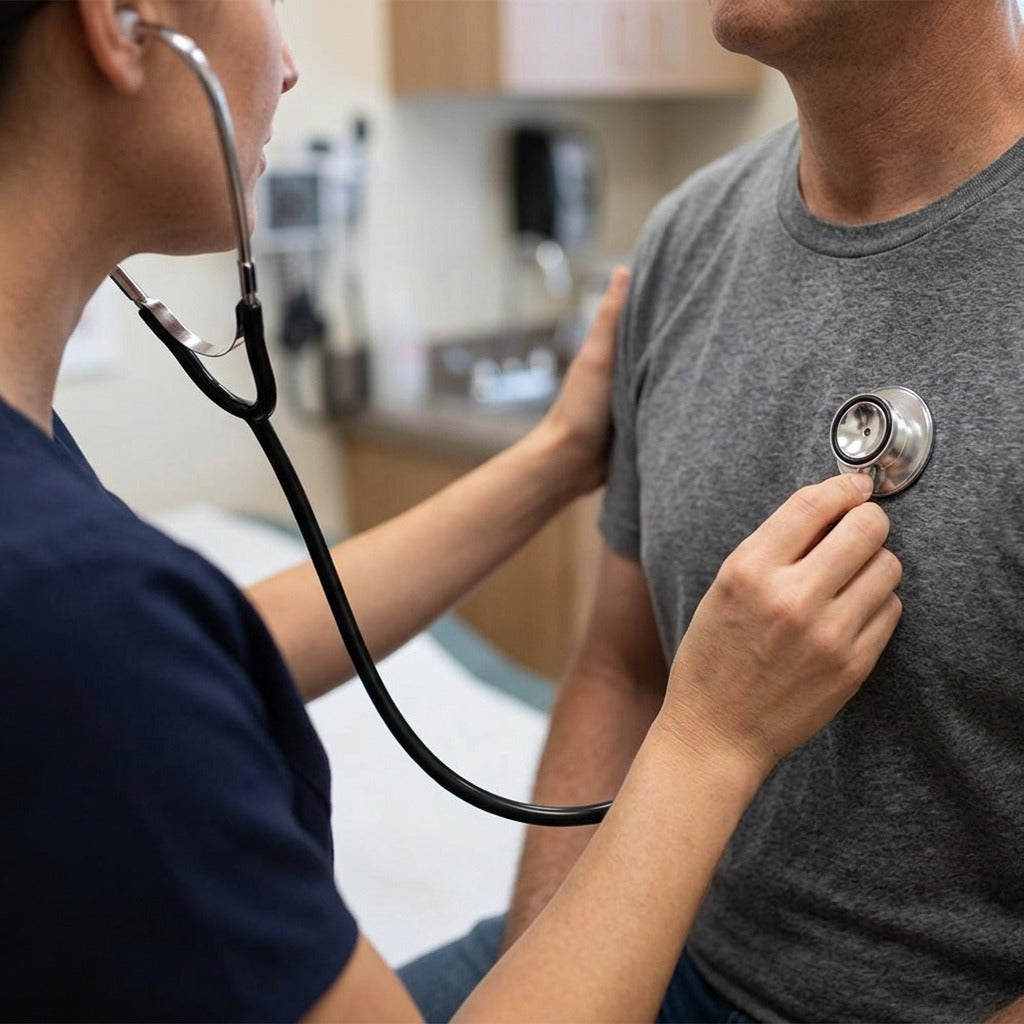 Medwell Dual Head Stethoscope, Portable, Lightweight - in use