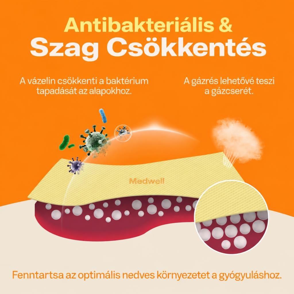 Xeroform petrolátumos, nem tapadó kötszerlapok