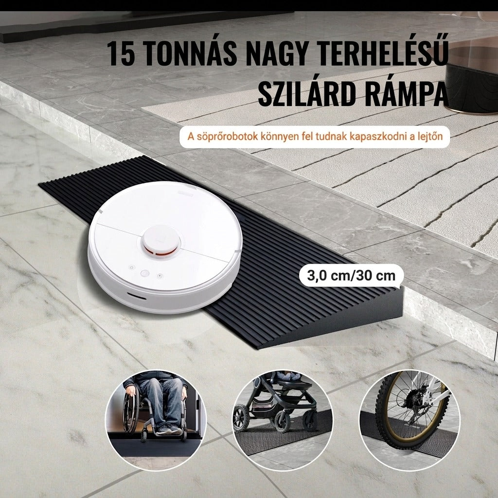 Nagy teherbírású rámpa küszöbre robotporszívó, kerekesszék és babakocsi számára.