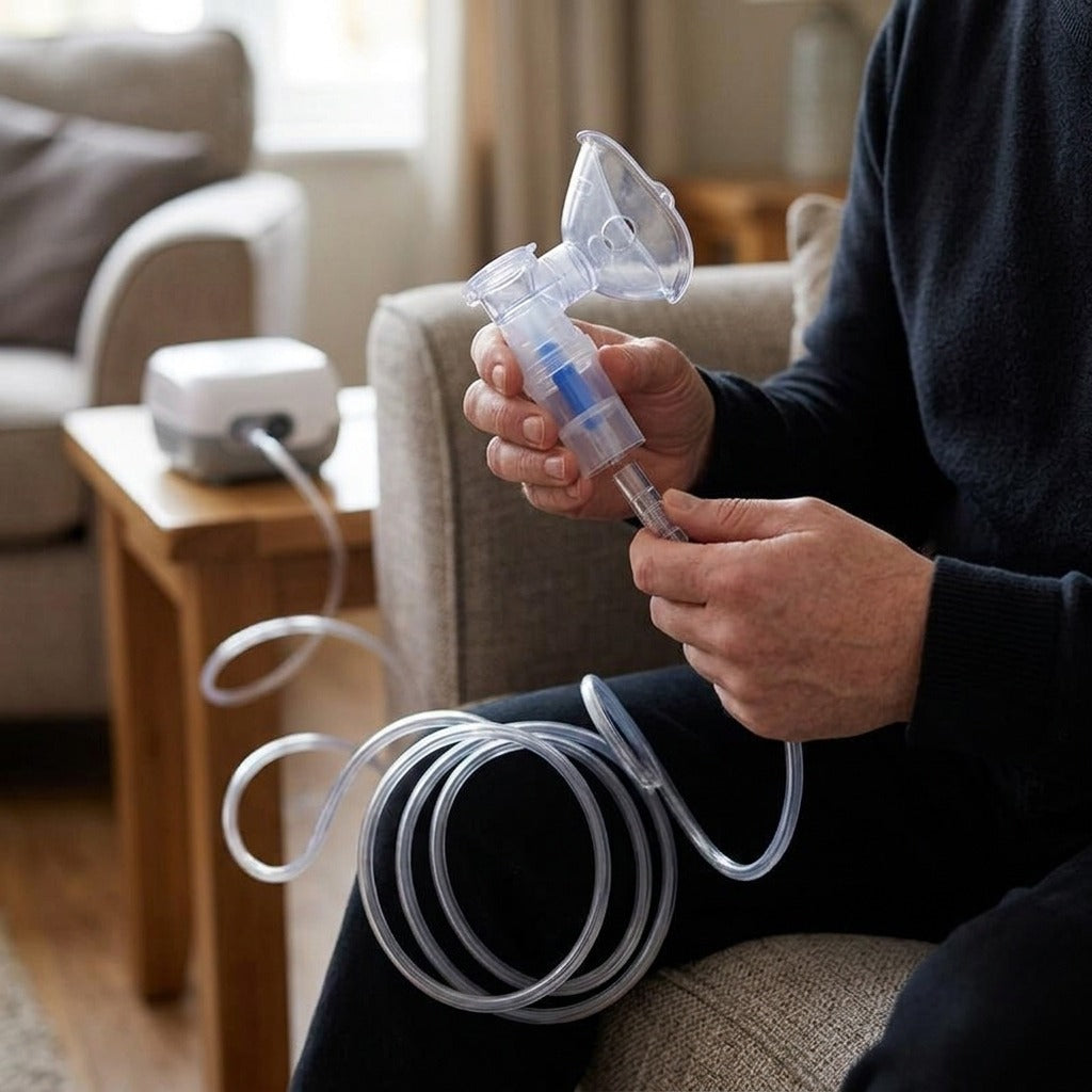 1.6 m Nebulizer Hose for Air Compressor Nebulizers - in use