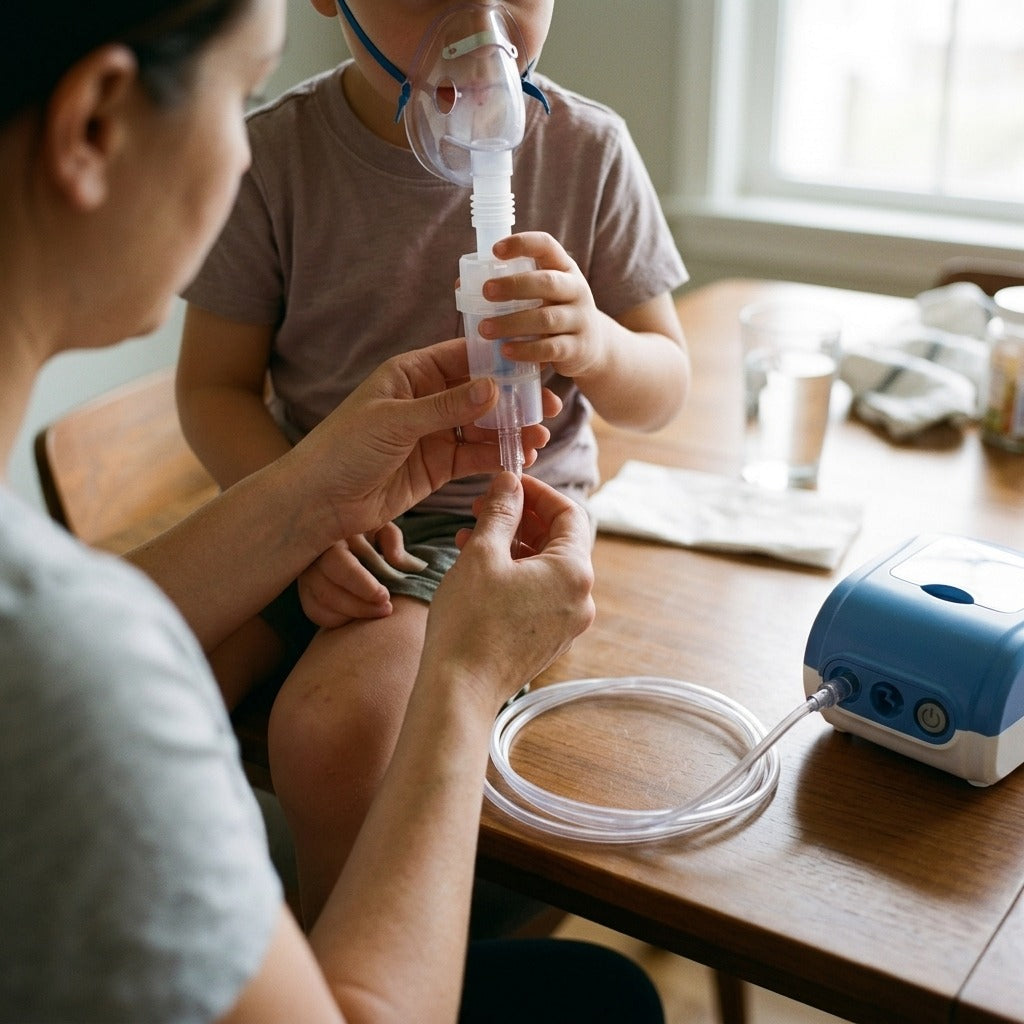 1.6 m Soft Tube for Adult and Child Nebulizers - in use
