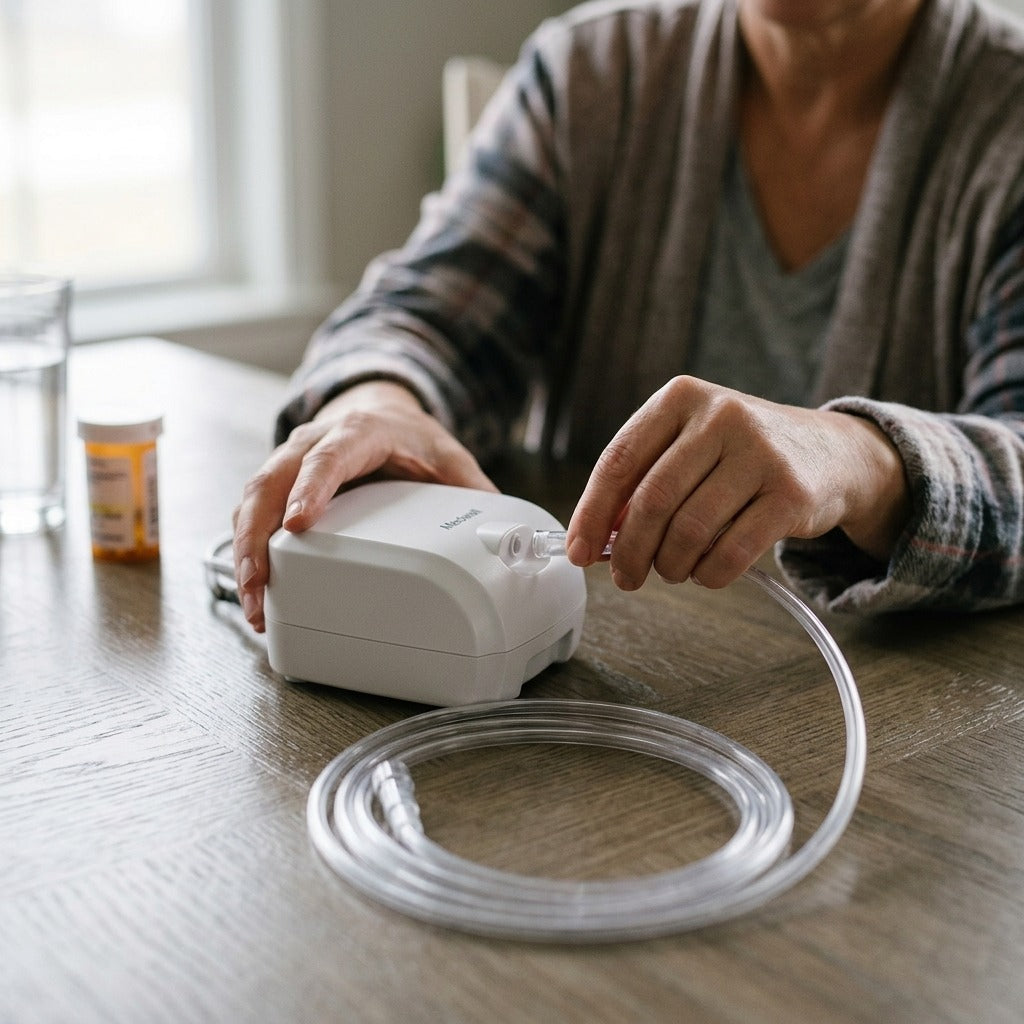 1.6 m Soft Tube for Air Compressor Nebulizers - in use