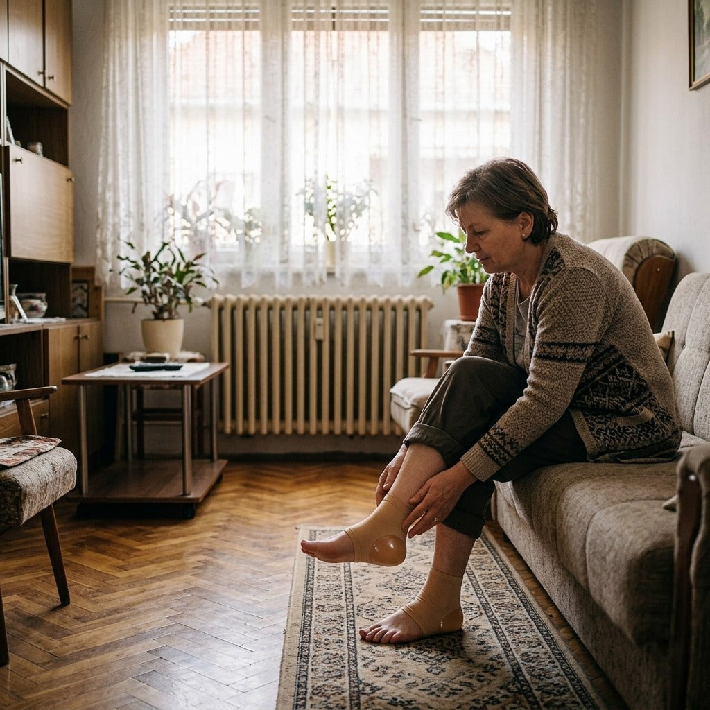 1 pár nagy rugalmasságú szilikonos bokakompressziós zokni - otthon