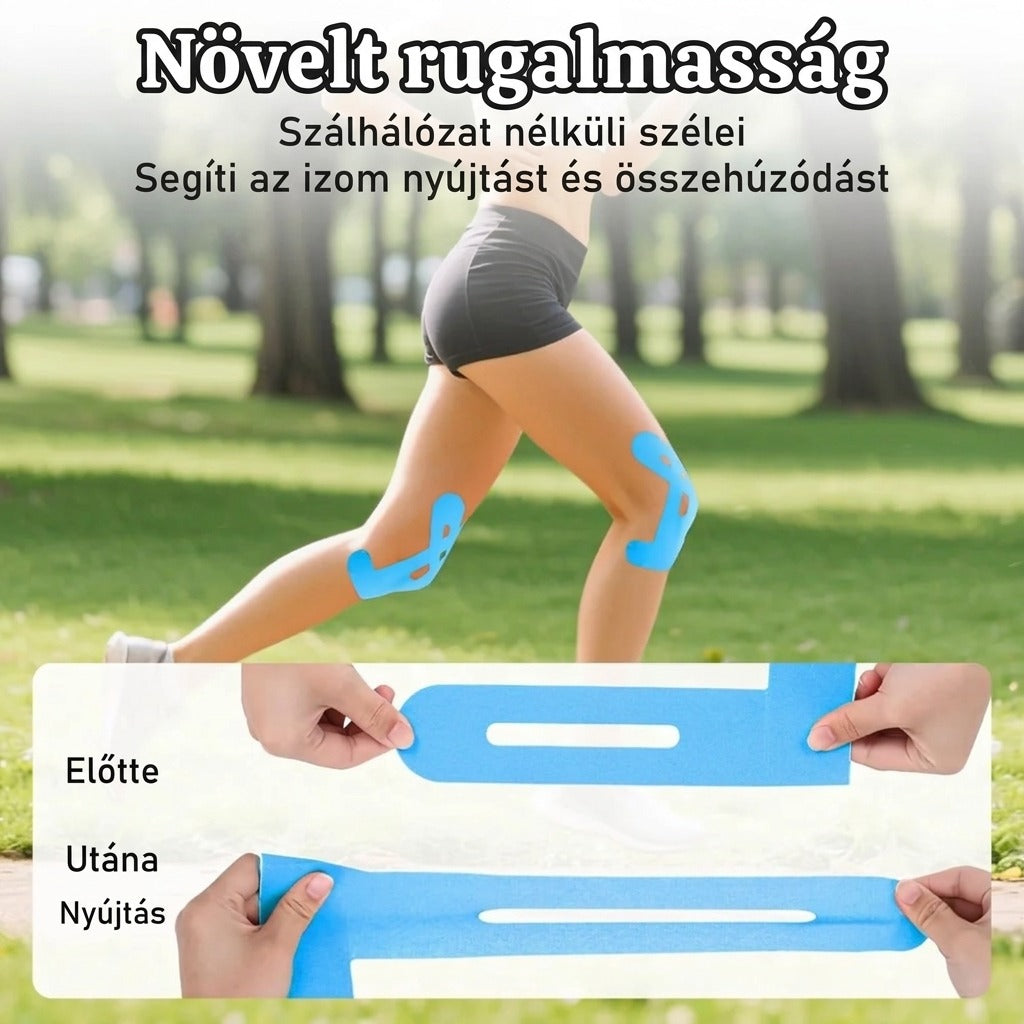 Növelt rugalmasságú sportvédő sarokpálya nyújtáshoz és támogatáshoz.