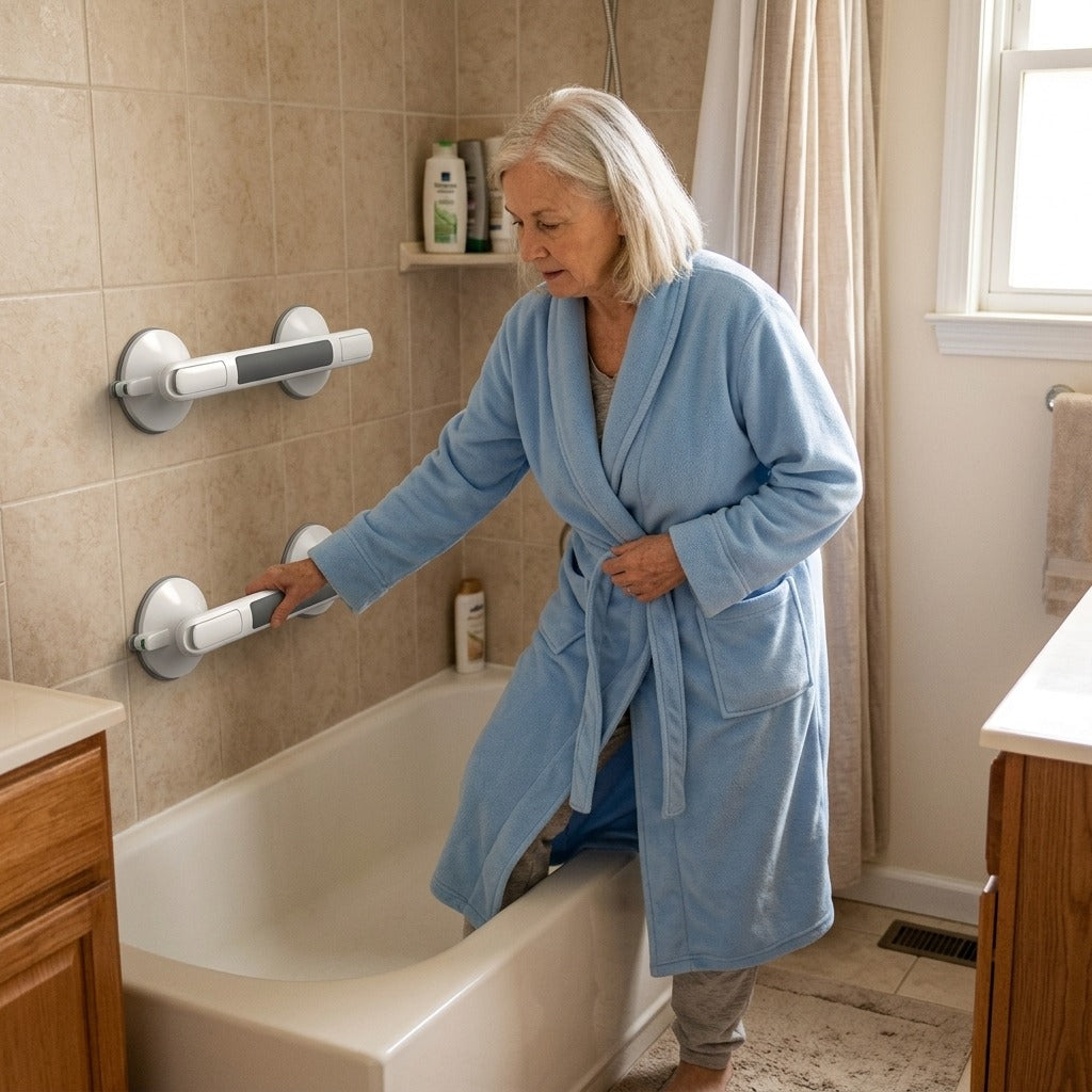 12-Inch Suction Cup Shower Handles, 2-Pack - at home
