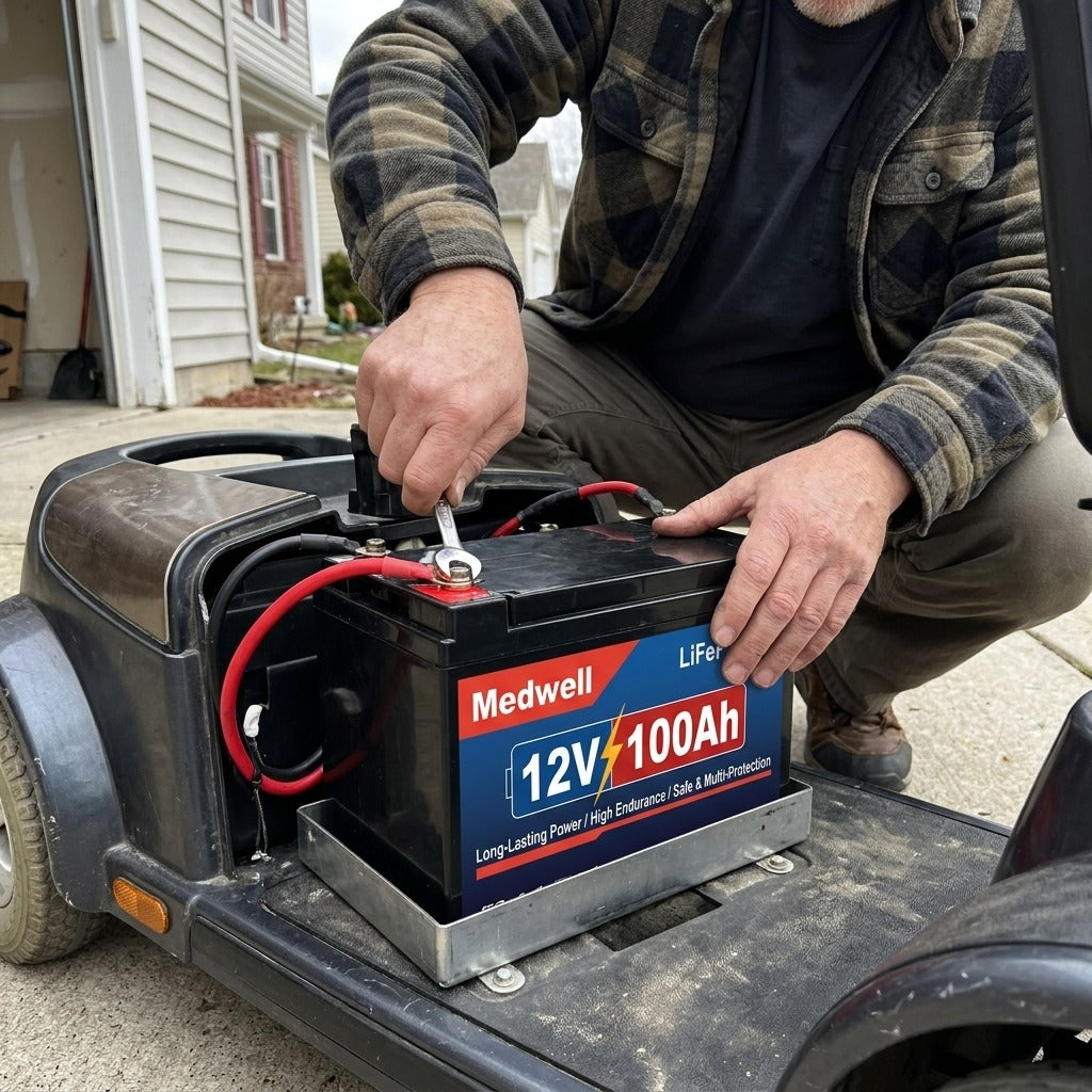 12 V Rechargeable LiFePO4 Mobility Battery - in use