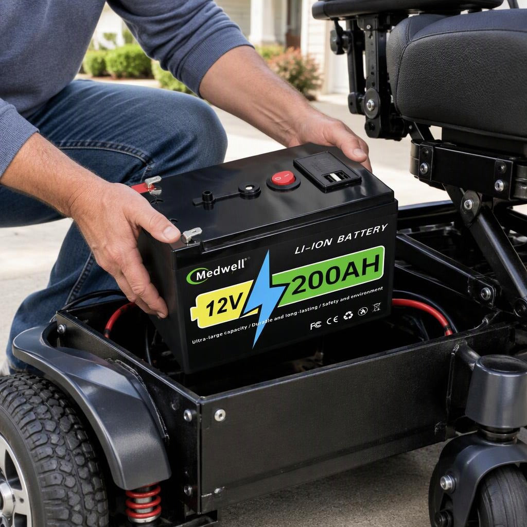 12V 200Ah Lithium Iron Phosphate Wheelchair Battery - in use